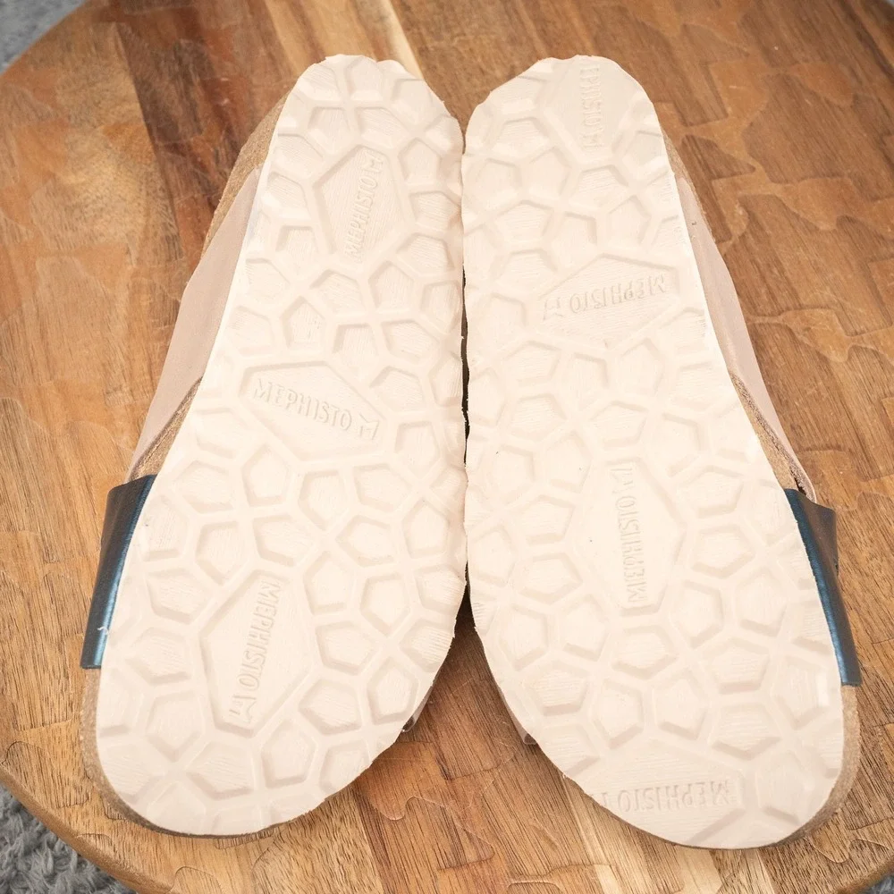 Mephisto Star Leather Cross Band Sandals Nanou Blue/Ivory‎ EU 35 US 4.5-5